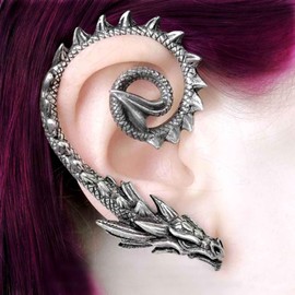 Aneneiceera Vintage Dragon Ear Cuff Earrings Silver Exaggerated Dragon Cuff Wrap Earrings Punk Cuff Climber Crawler Earrings Gothic Clip on Earrings Jewelry for Women (Silver B)