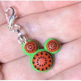 Mickey Mouse Watermelon Charm Zipper Pull & Keychain Add On Clip!!
