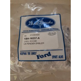 Ford 1951-1953 Ford Passenger Car Fender V8 Emblem , Pair, New , Chrome