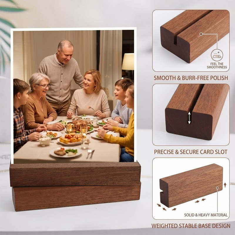 ANSYUDI 10Pcs Ebony Wooden Place Card Holders Premium Table Number