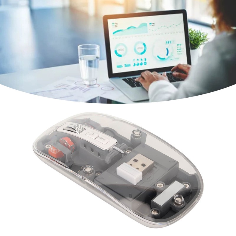 Wireless Bluetooth Mouse Transparent Clear Cool Shell Mute Click Colorful