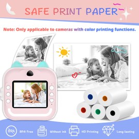 MIARALA 10 Rolls 5 Vibrant Single-Color Kids Camera Paper Roll Refill