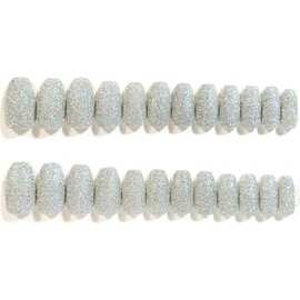 Nothing But Sparkle Glitter Ballerina Press-On Nails - 24 Pieces - Artificial Nail Kit (Silver Shimmer, Ballerina)