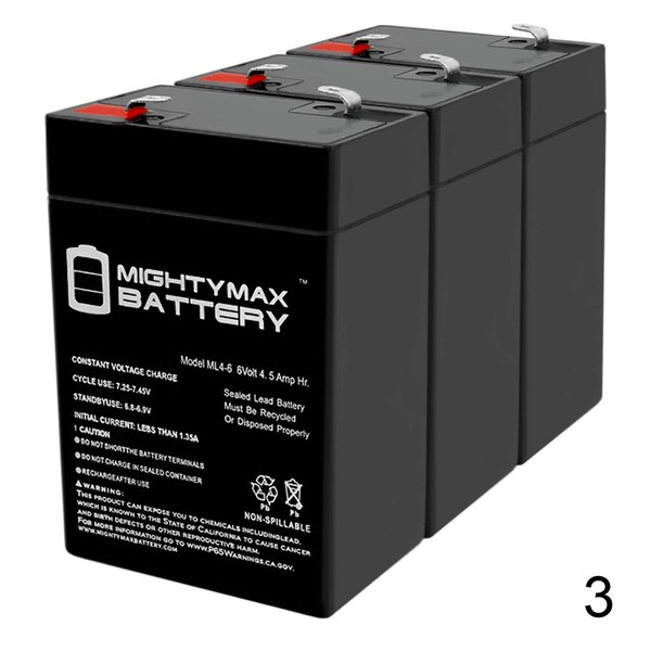 Mighty Max Battery 6V 4.5AH SLA Replacement Battery for HKbil 3FM4.5-3 Pack Brand Product