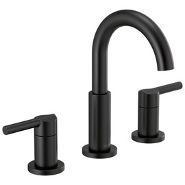 Delta Nicoli Matte Black Bathroom Faucet 3 Hole, 8 Inch Widespread Bathroom Sink Faucet for Vanity, Push-Pop Drain Assembly, Matte Black 35749LF-BL