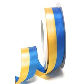 National Ribbon 25 m x 25 mm Blue Medium Blue Yellow Club Band Fan Band Decorative Ribbon