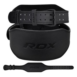 RDX Training Belt, Weightlifting Belt, WBS-4RB, WBS4FB, Power Belt, Leather, Genuine Leather, Cowhide Belt, Black, Adults, Men, Women (S, Full Black, Wide Type)