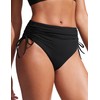 CRZ YOGA Womens High Waisted Bikini Bottoms Adjustable Ruched Side