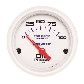 AutoMeter Auto Meter 200758 Gauge, Oil Pressure, 2 1/16", 100Psi, Electric, Marine White