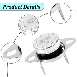 KSD-40LC 70 Normally Closed Thermostat Thermal Fuse Switch, Compatible with GE Microwave
