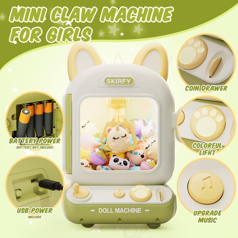 Skirfy Claw Machine for Kids,Mini Vending Machine, Prize Dispenser Toys