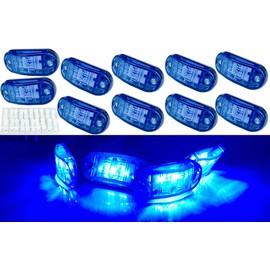 HyLikota 10pcs Blue 2.5 inch Oval 4 SMD Trailer Side Marker Led Lights Truck clearance lights Trailer Lights Indicator Waterproof