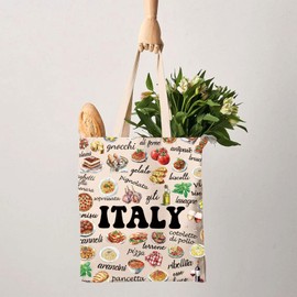 G2TUP Italy Lover Gift Italy Food Tote Bag Moving to Italy Handbag Italy Vacation Trip Traditional Italian Dishes Gift (Italy Food TB)