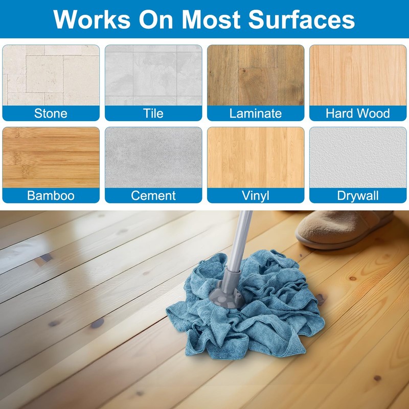 KeFanta Mops for Floor Cleaning,One Mop Handle with 2 Blue