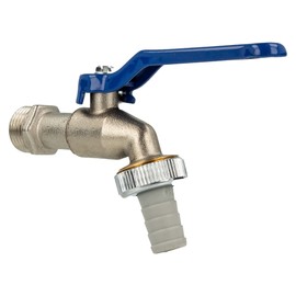 Ball Drain Valve Tap 1/2 Inch Blue Handle Nickel-Plated Brass