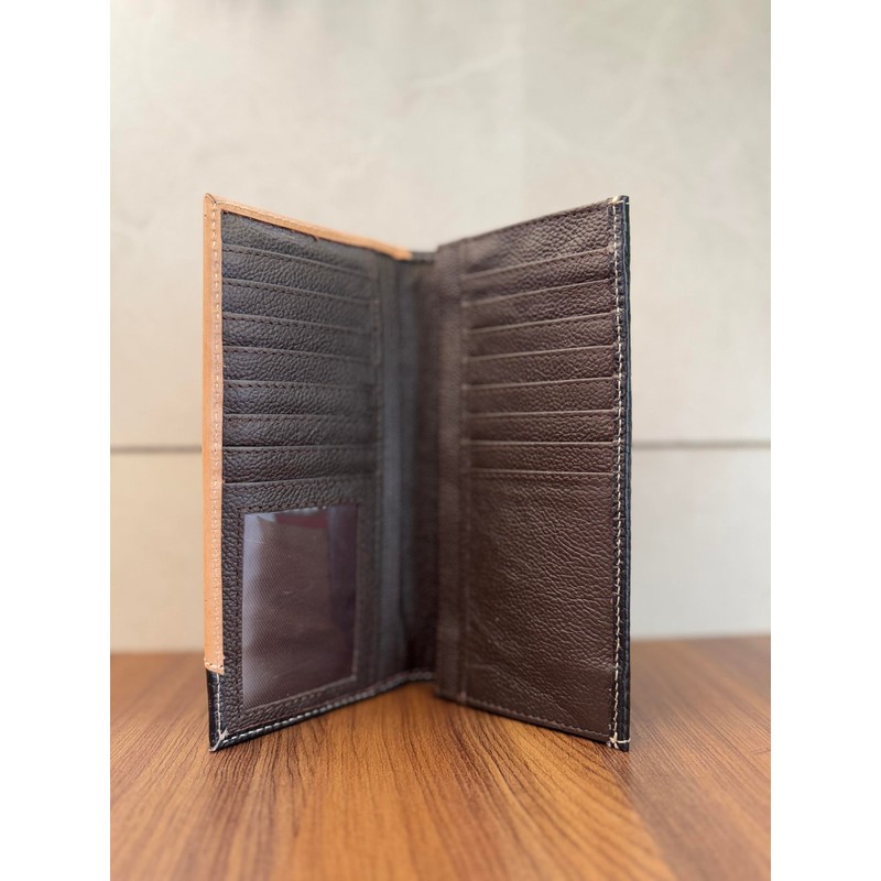 Dev Export Men's Long Wallet Hand Tooled Carving Leather Fashion