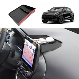 Coleya Centre Console Storage Box Compatible with Ford Puma 2020-2024, Ford Puma Accessories Instrument Panel Glove Box, Puma Centre Console Organiser with Non-Slip Mat (Black)