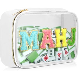Embroidered Letter Unisex Waterproof Stowable Large Capacity Customized Mahjong Bag for Home StorageColor: 2-pink-TILES
