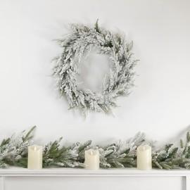 Heavily Flocked Pine Artificial Christmas Wreath 20-Inch Unlit