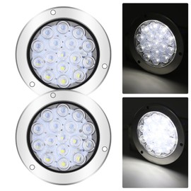 Xuzimaoyi Trailer Light Kit, LED Trailer Light Kit Yellow 5.7" Round LED Trailer Tail Light Kit LED Stop Brake Turn Reverse Trailer Lights for RV Truck (2Pcs, White)