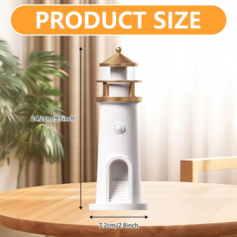 Aisny Lighthouse Decoration, Light House with LED Light, Moon Projection,