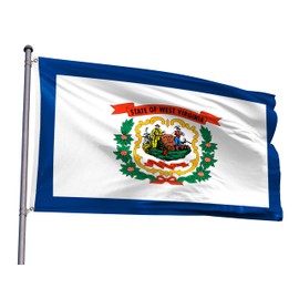 West Virginia State Flag 5x8FT WV Flag Polyester Vivid Color Fade Resistant With 2 Brass Grommets For West Virginia Themed Festival Events Party Decoration Indoor Outdoor (WV, 5x8FT)