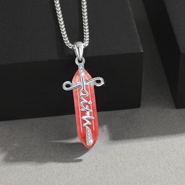 ABIGY Faith Necklace, Sterling Silver Healing Crystal Faith Necklace for Women Hexagonal Crystal Cross Faith Pendant Christian Religious Jewellery Gifts for Birthday