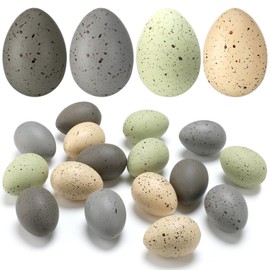 SiliFine 16 Pcs Easter Speckled Eggs 2.4 in Plastic Speckled Eggs Bowl and Vase Filler for DIY Spring Displays and Easter Decorations (Dark Gray,Light Gray,Green,Cream)