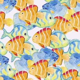 CRE8TIVE Tropical Fish Contact Paper Orange Blue Peel and Stick Wallpaper Ocean Sea Animal Wall Paper for Bedroom Nursery Wallpaper Bathroom Waterproof Vinyl Wrap Cabinets Drawers 30.5cmx300cm
