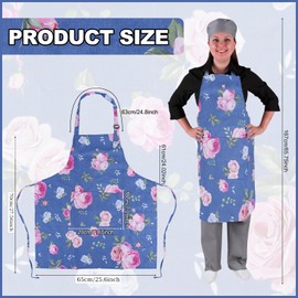 Aquzhou 2 Pack Kitchen Aprons for Women With Pockets, Flower Adjustable Chef Apron for Cooking, Cooking Aprons for Women, Baking Apron for Home Kitchen, Restaurant