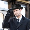 Wovanoo Fedora Porkpie Hats Jazz Gentleman Flat Hat PU Leather
