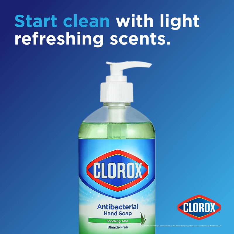 Clorox Antibacterial Liquid Hand Soap with Pump, Soothing Aloe Scent