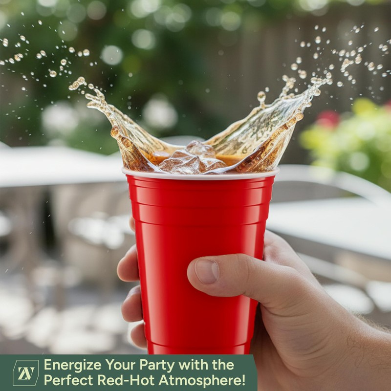 Zuvo Red Party Cups – 16oz Plastic Disposable Cups (Pack