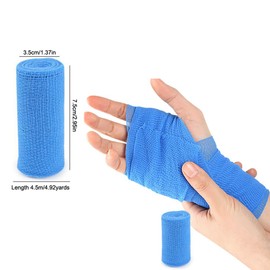 DeaHea 6 Pack Gauze Rolls Bandages Stretch Bandage Wrap Gauze Pads Holder Keeper Latex-Free Bandage Roll for First Aid Wound Care Wound Dressing Sponges Sports Injury Treatment Individual Wrapped Blue