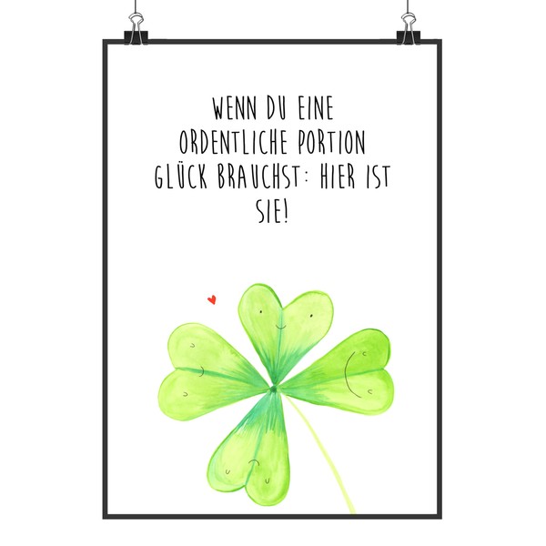 Mr. & Mrs. Panda Poster Blume Kleeblatt Motiv DIN A3