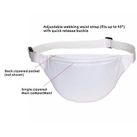 Fanny pack, BuyAgain Unisex 2 Zipper Quick Release Buckle Travel Sport Running Waist Fanny Pack - White