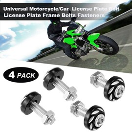 Motorcycle License Plate Bolts/Screws, Black License Plate Screws Kit M6 Aluminum Alloy Decorative License Plate Bolt Screws Fit for Most Motorcycles Vehicles Cars Trucks ect - Pack of 12