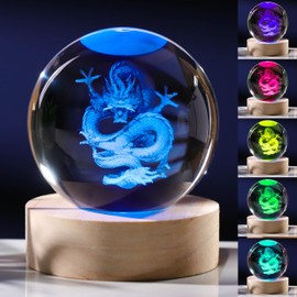 3D Dragon Gifts for Women Crystals Ball 60mm - Dragon Figurines Decor Glass Animals Figurine Dragon Stuff for Room Birthday for Best Friend Lovers Keepsake Paperweight