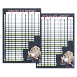 Card Game Pad DIN A5 - Script of the Wizards - Modern Replacement Pad with Updates, Easy to Read and Clearly Designed Also Suitable for Seniors and Children, Large Game Pad with 50 Sheets (2x)
