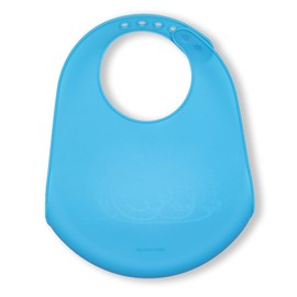 modern-twist Bucket-Bib 100% Food-Grade Silicone, Waterproof and Reusable, Owls – Electric Blue