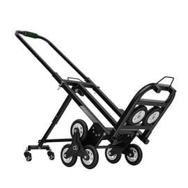 330lbs Stair Climbing Cart with 10 Wheels – Heavy Duty Folding Hand Truck, Adjustable Handle 29-45″, for Stairs, Moving, Groceries, Warehouse (Black)