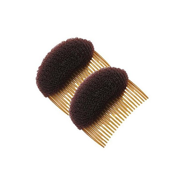 SiChun 2 Pieces 23 Teeth Hair Bangs Volume Bump Up Inserts Tools Hairpin Hair Styling Clip Hair Charming Insert Do Beehive Tool Maker Hair Comb Hair Style Accessories (Brown)