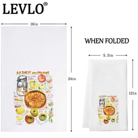 LEVLO Apple Tart Recipe Kitchen Towel Recipe Kitchen Gift Apple Tart Dish Towel Pastry Baking Housewarming Gift (Latarle Pommes KT)