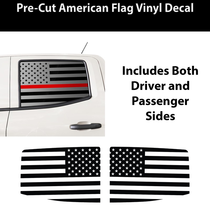 BOGAR TECH DESIGNS Rear Side Window American Flag Vinyl Decal