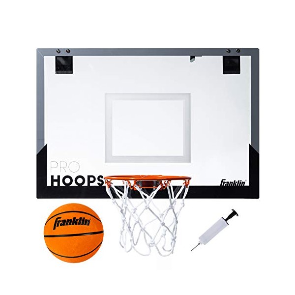 Franklin Sports 25in XL Over The Door Mini Basketball Hoop - Slam Dunk Approved - Shatter Resistant - Accessories Included, White/Orange
