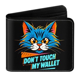 Kanfouaela Cool Blocking Leather Wallet for Boys & Teens, Ages 8-15 – Funny Bifold Design with Coin Pocket, ID Window & Wallet Card – Ideal for Boys, Sons, and Male Youth (Don't touch my wallet)