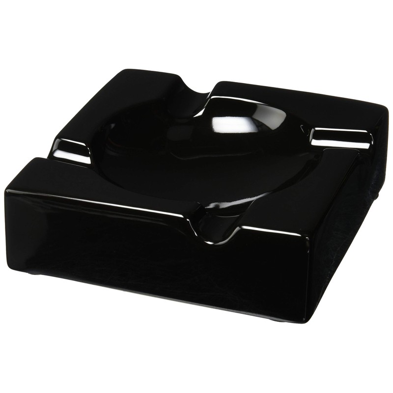 8" HankStar Large Black Ceramic Cigar Ashtray for Patio/Outdoor Use