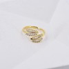 Vescence 18K Gold Plated Dainty Leaf Open Ring Double Leaf
