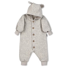 Sterntaler Baby Boys' Jumpsuit - Buttons and Hood Made of Merino Wool - Light Grey, lightgrey, 80