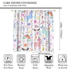 Unicorn Blackout Curtains for Kids Room Cute Cartoon Rainbow Window Curtains for Girls Bedroom Colorful Unicorns Window Drapes for Living Room Set 2 Panels,42x54 Inches